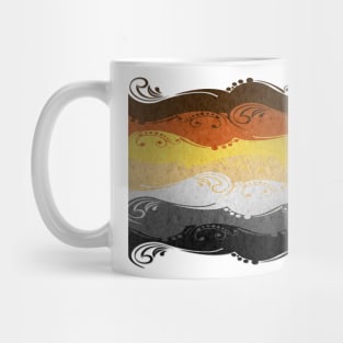 Fancy Swooped and Swirled Gay Bear Pride Flag Background Mug